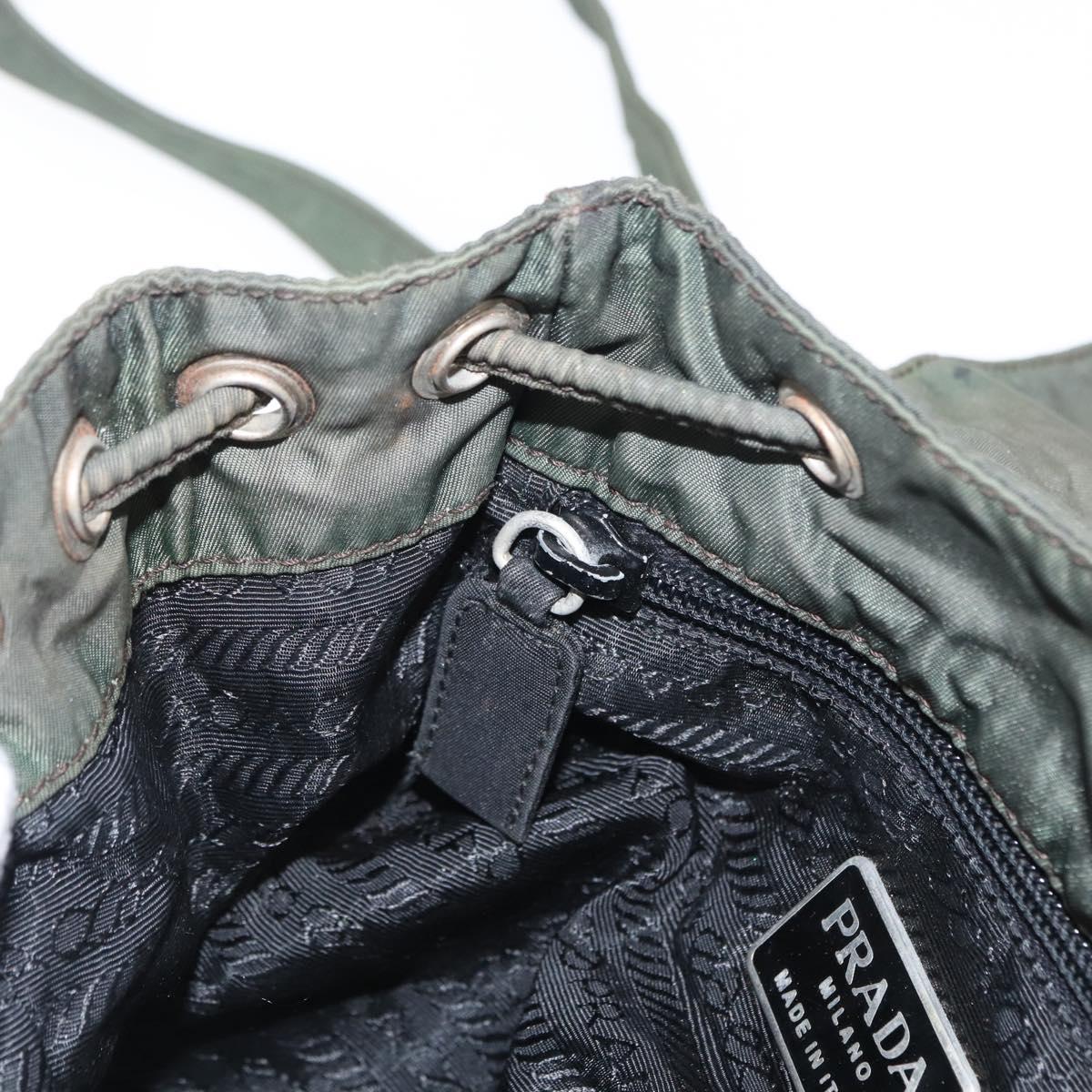 PRADA Backpack Nylon Khaki Silver Auth 166688