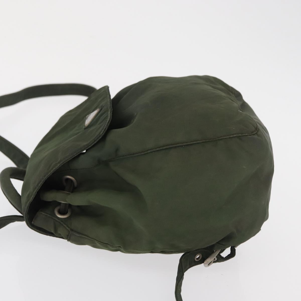 PRADA Backpack Nylon Khaki Silver Auth 166688