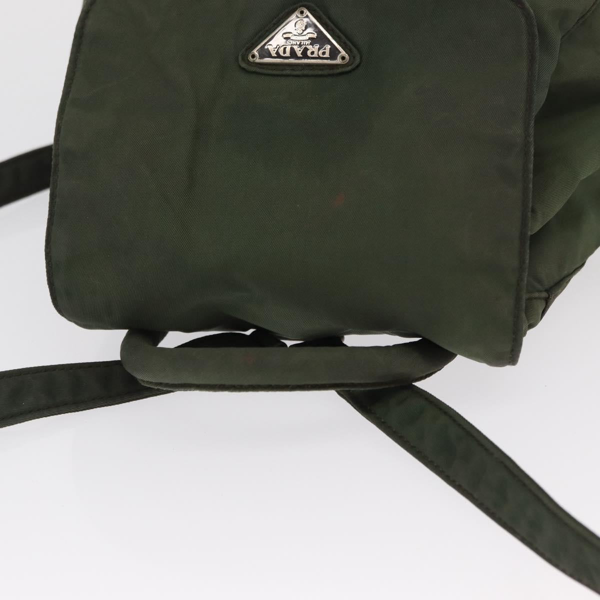 PRADA Backpack Nylon Khaki Silver Auth 166688