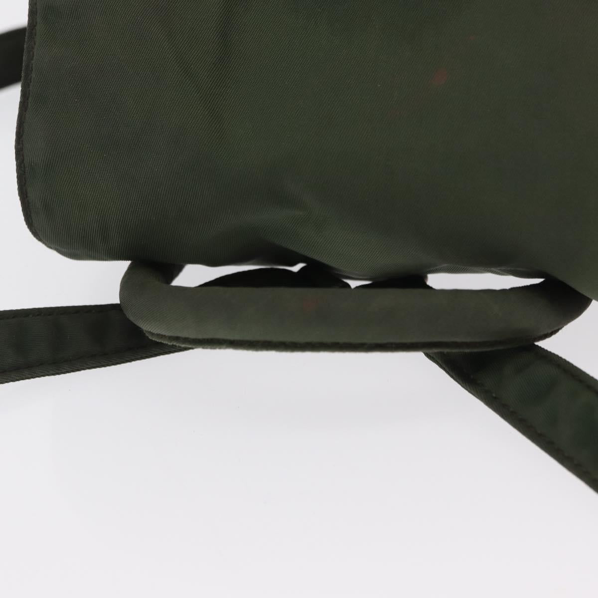 PRADA Backpack Nylon Khaki Silver Auth 166688