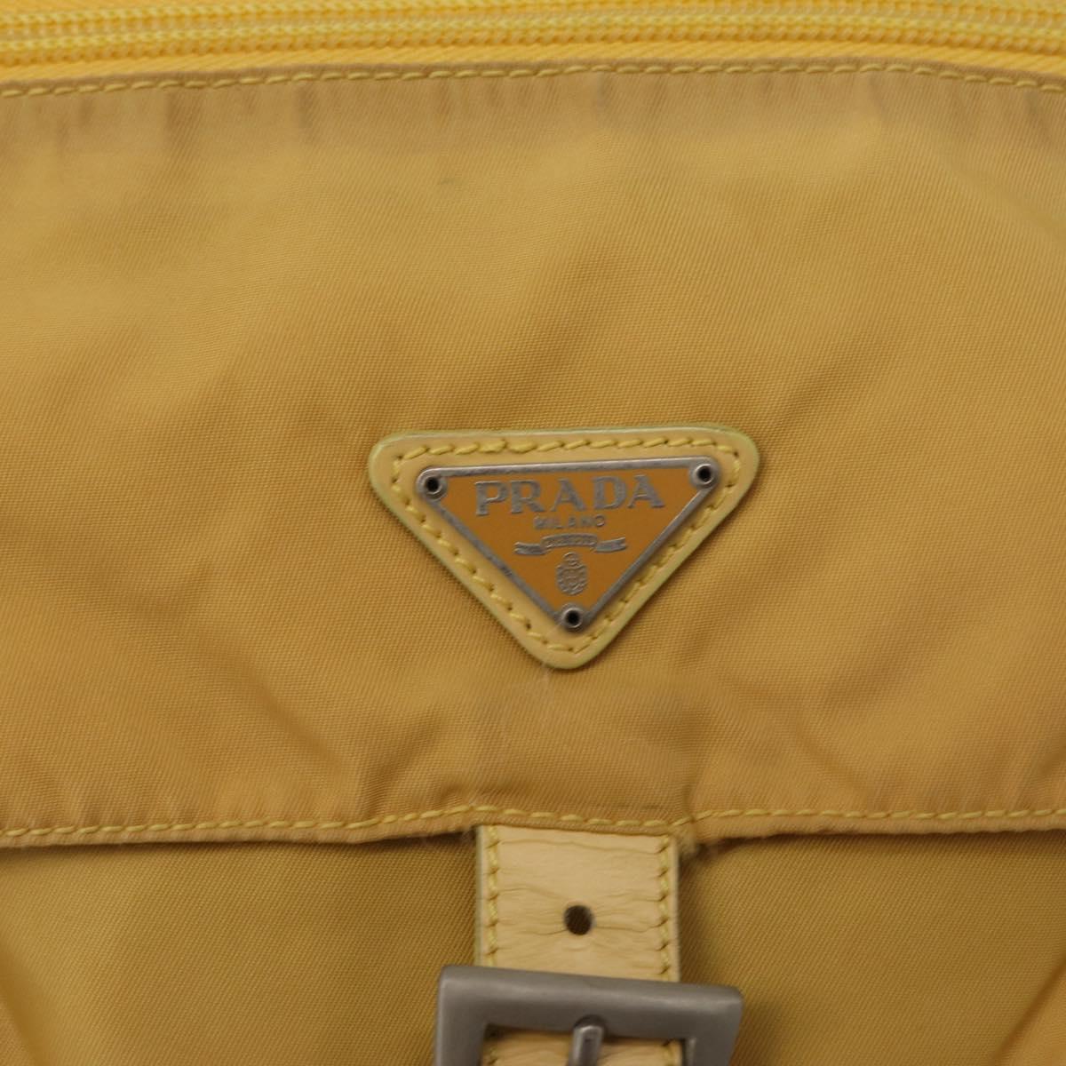 PRADA Shoulder Bag Nylon Yellow Silver Auth 166691