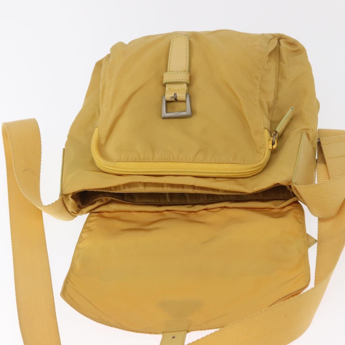 PRADA Shoulder Bag Nylon Yellow Silver Auth 166691