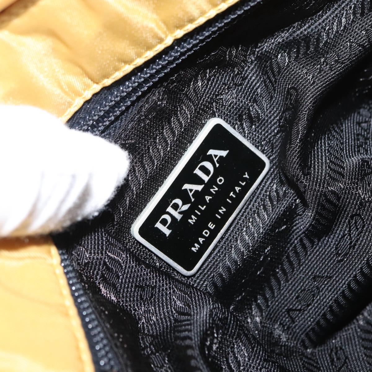PRADA Shoulder Bag Nylon Yellow Silver Auth 166691