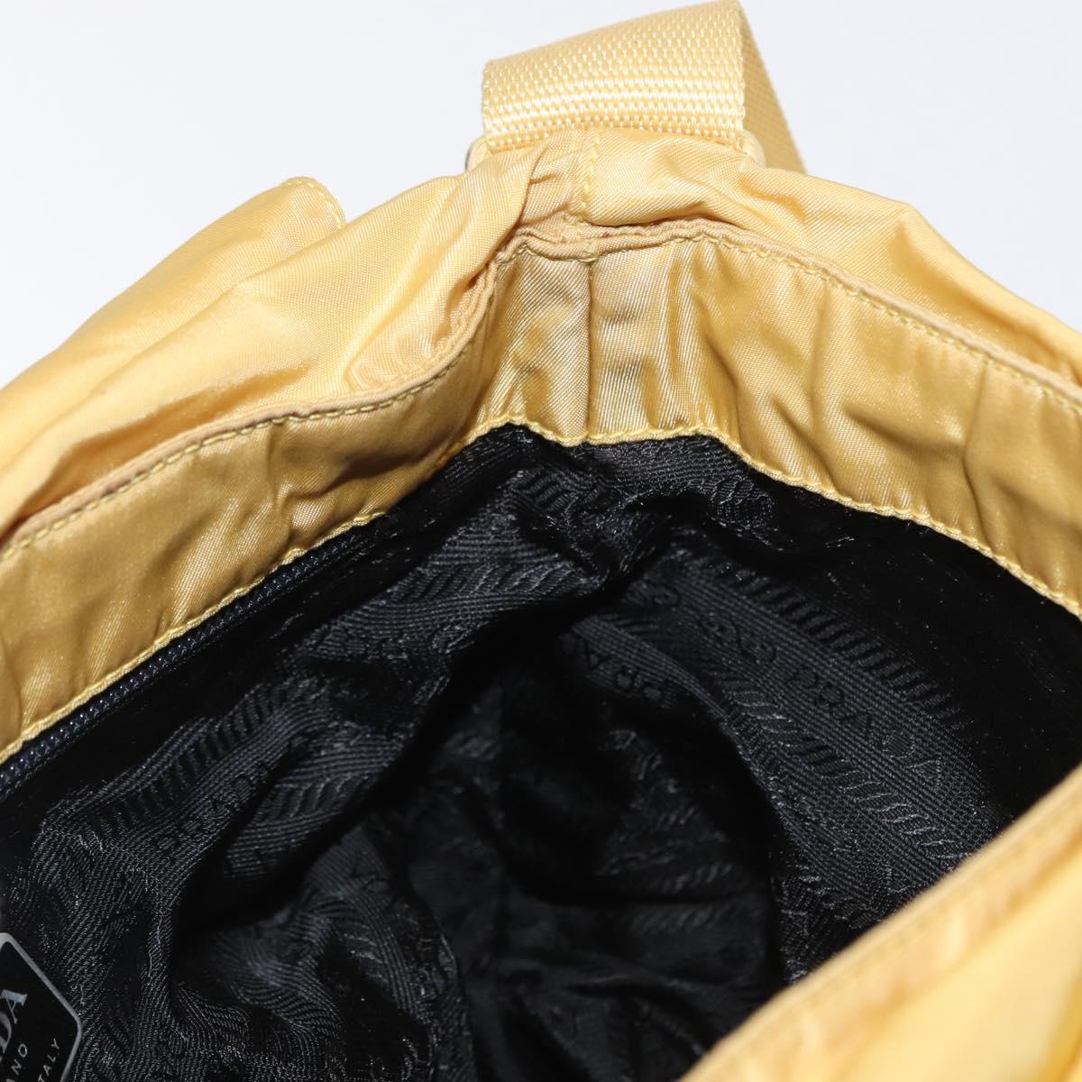 PRADA Shoulder Bag Nylon Yellow Silver Auth 166691