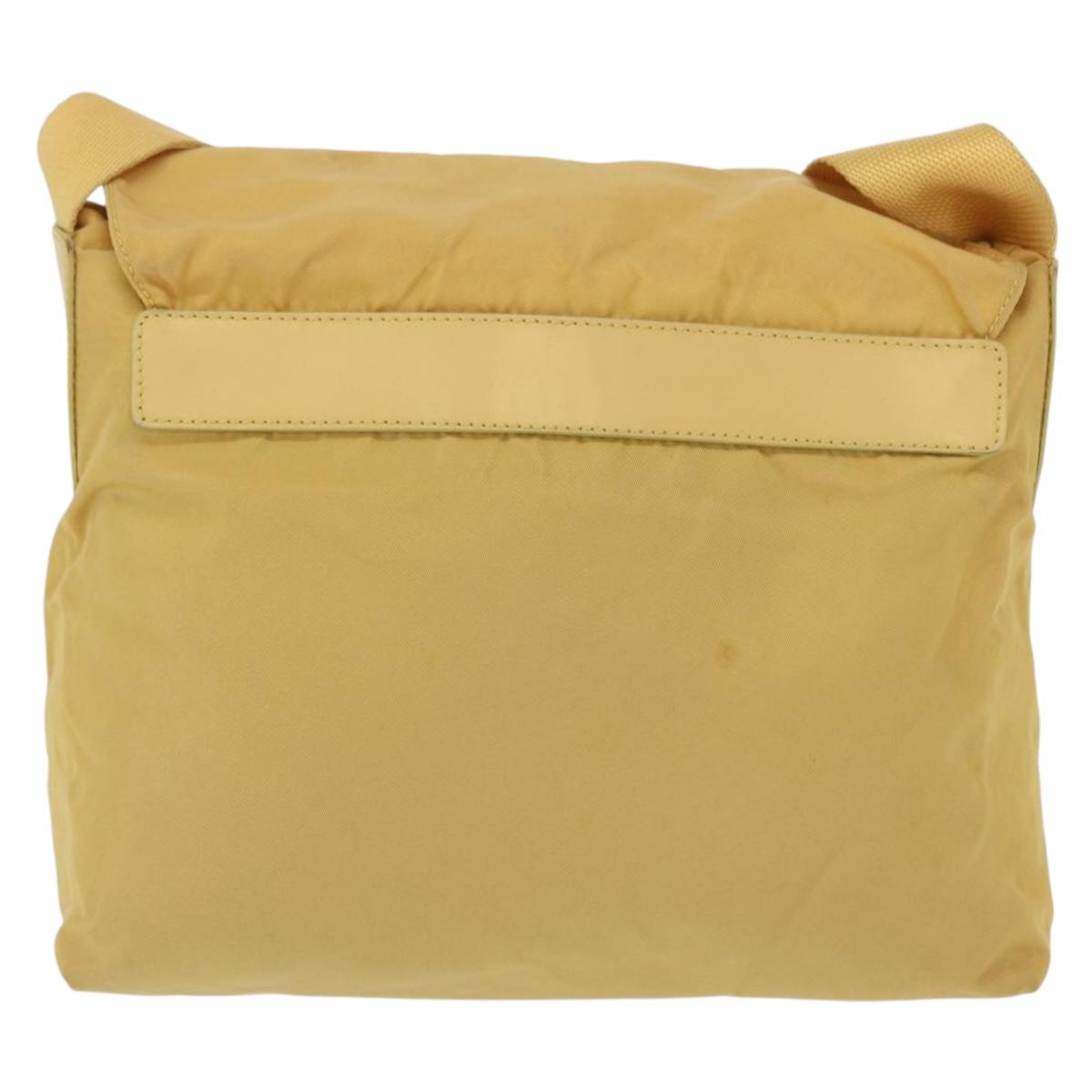 PRADA Shoulder Bag Nylon Yellow Silver Auth 166691