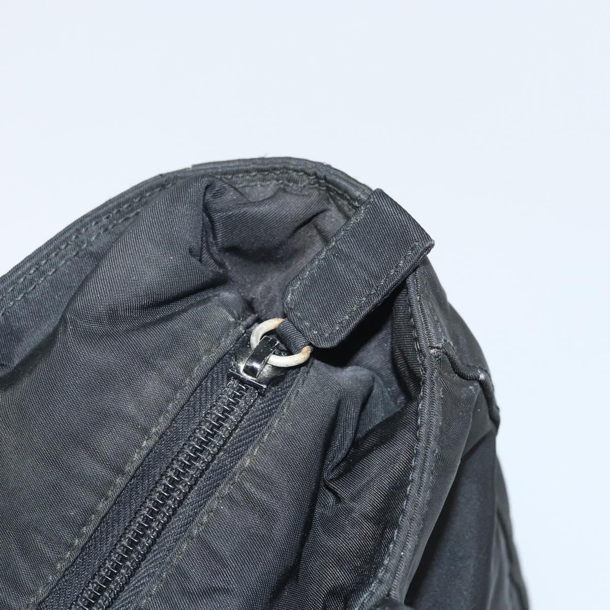 PRADA Tote Bag Nylon Black Silver Auth 166698
