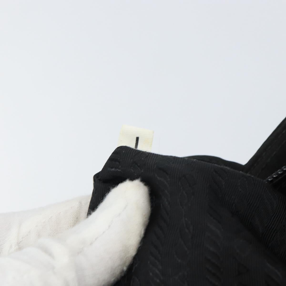 PRADA Tote Bag Nylon Black Silver Auth 166698