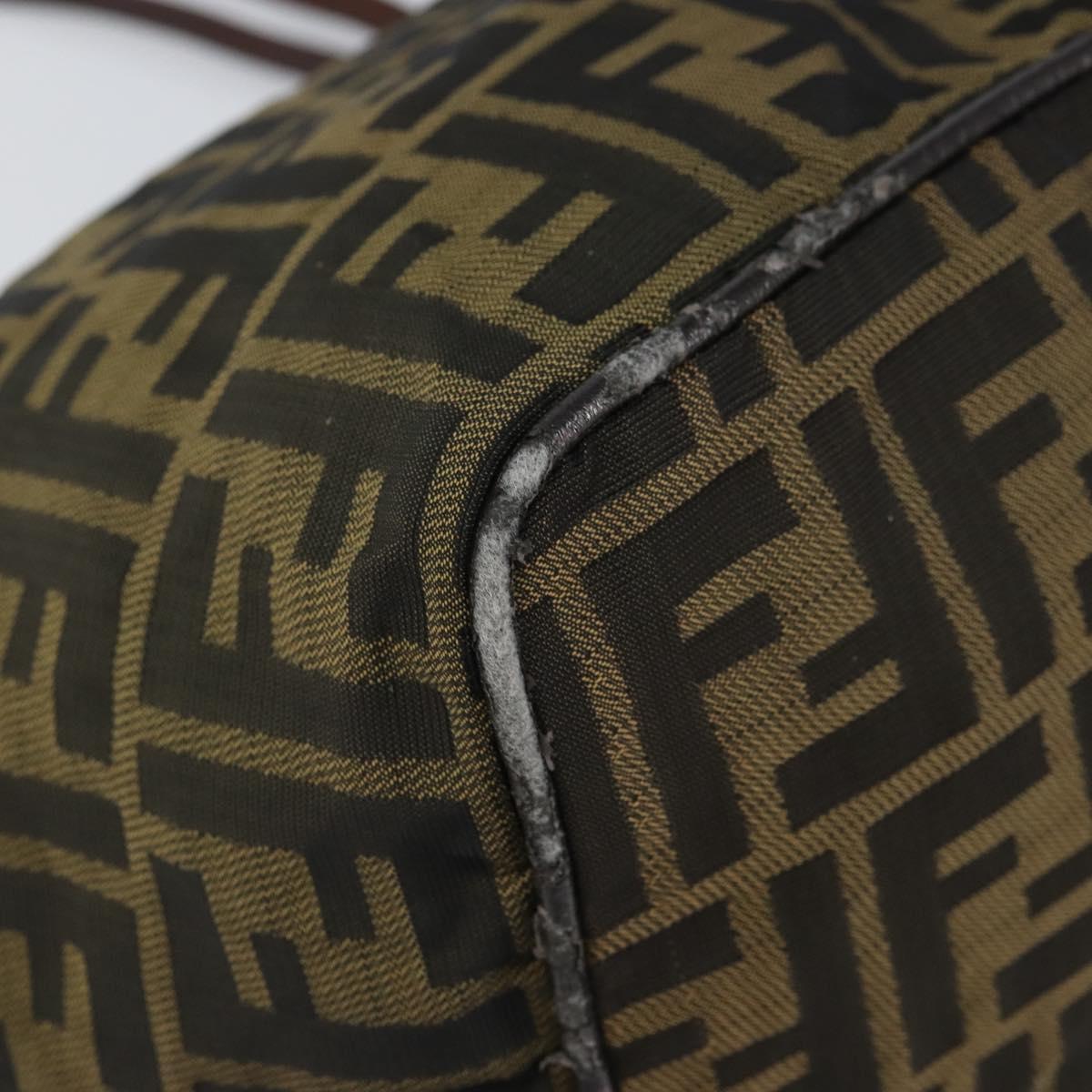 FENDI Zucca Canvas Tote Bag Black Brown Auth 166699