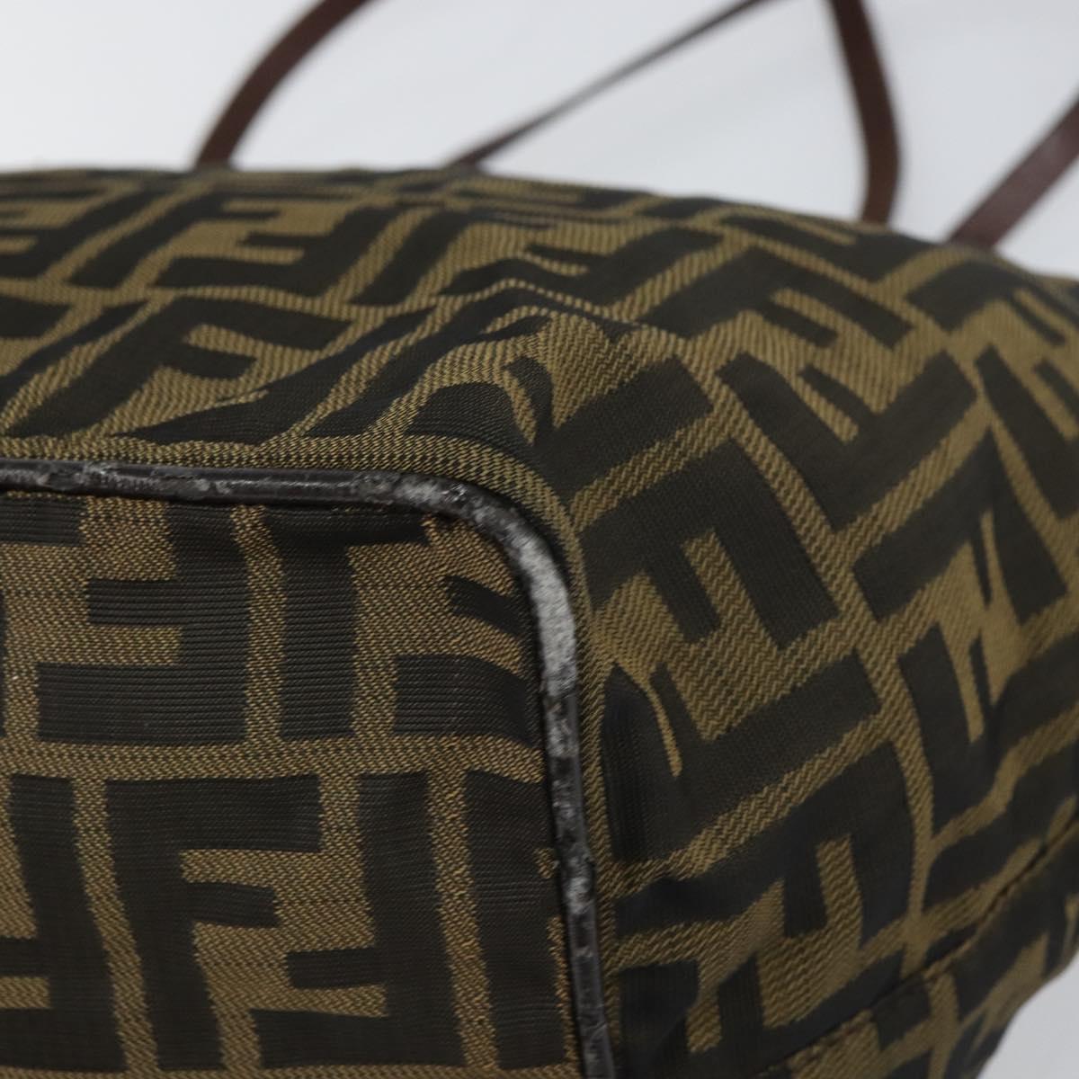 FENDI Zucca Canvas Tote Bag Black Brown Auth 166699