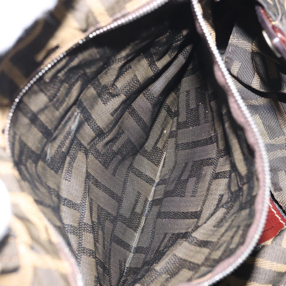 FENDI Zucca Canvas Tote Bag Black Brown Auth 166699