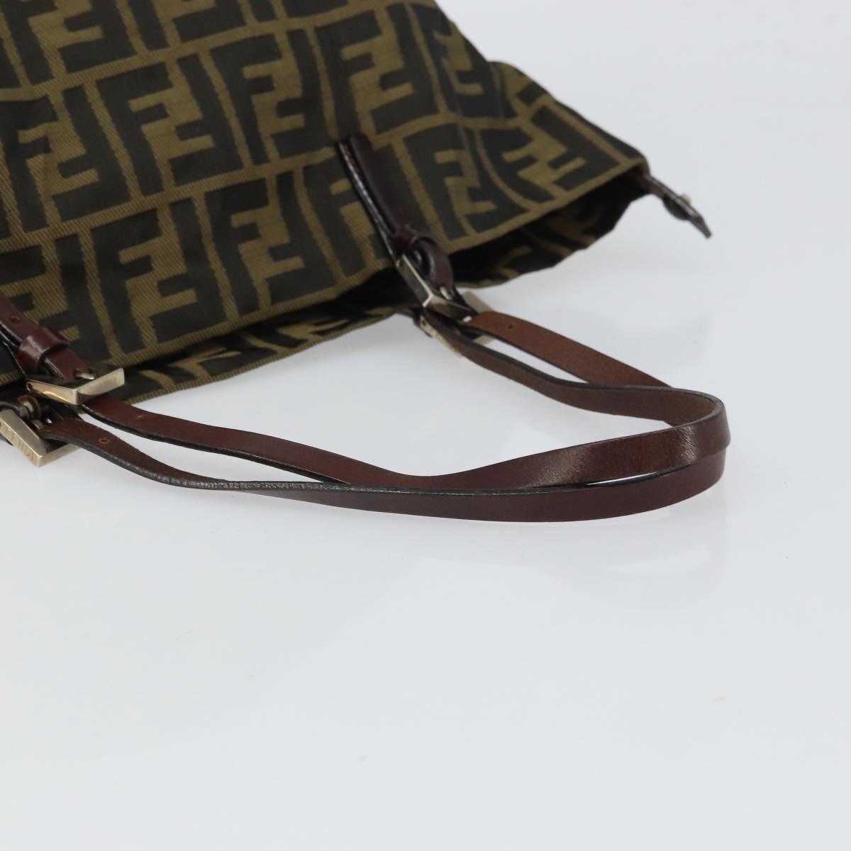 FENDI Zucca Canvas Tote Bag Black Brown Auth 166699