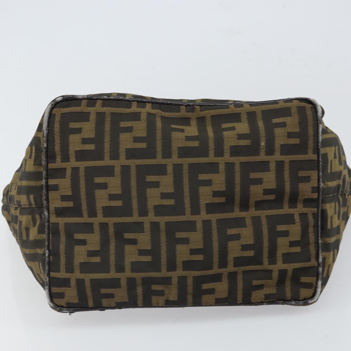 FENDI Zucca Canvas Tote Bag Black Brown Auth 166699
