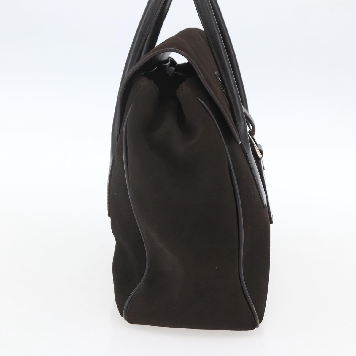 GUCCI Hand Bag Suede Brown Silver 000 0844 Auth 166700
