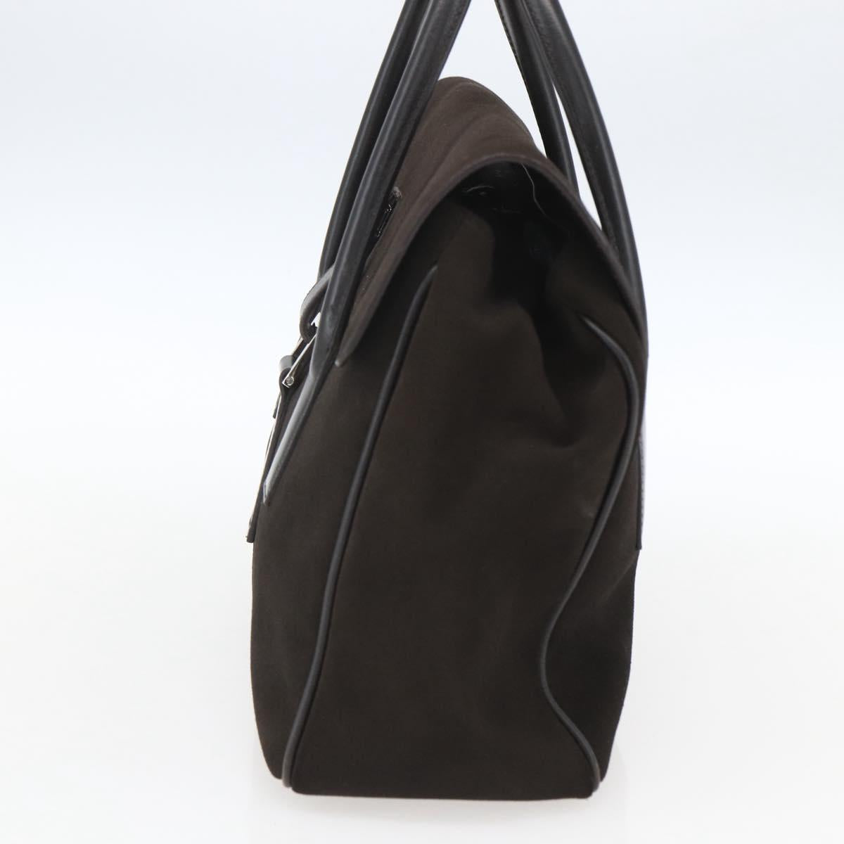 GUCCI Hand Bag Suede Brown Silver 000 0844 Auth 166700