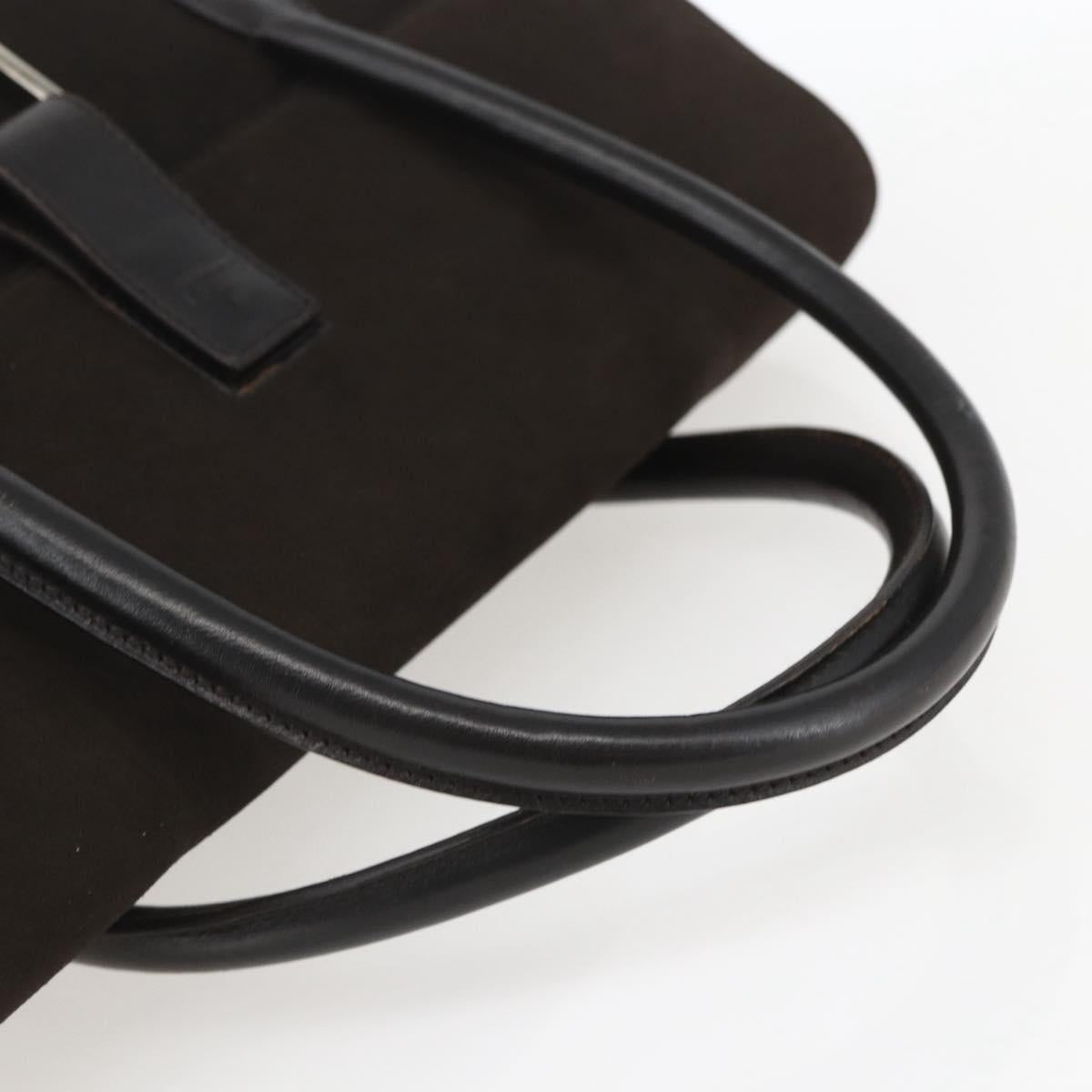 GUCCI Hand Bag Suede Brown Silver 000 0844 Auth 166700