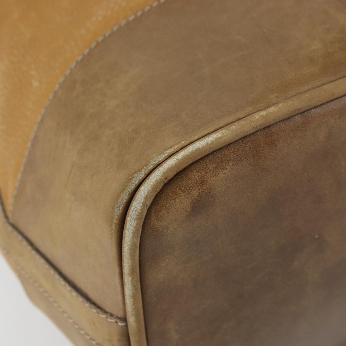 LOEWE Anagram Shoulder Bag Leather Beige Gold Auth 166704