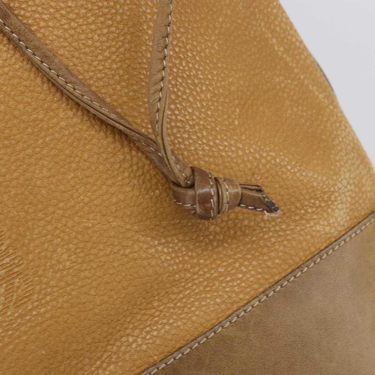 LOEWE Anagram Shoulder Bag Leather Beige Gold Auth 166704