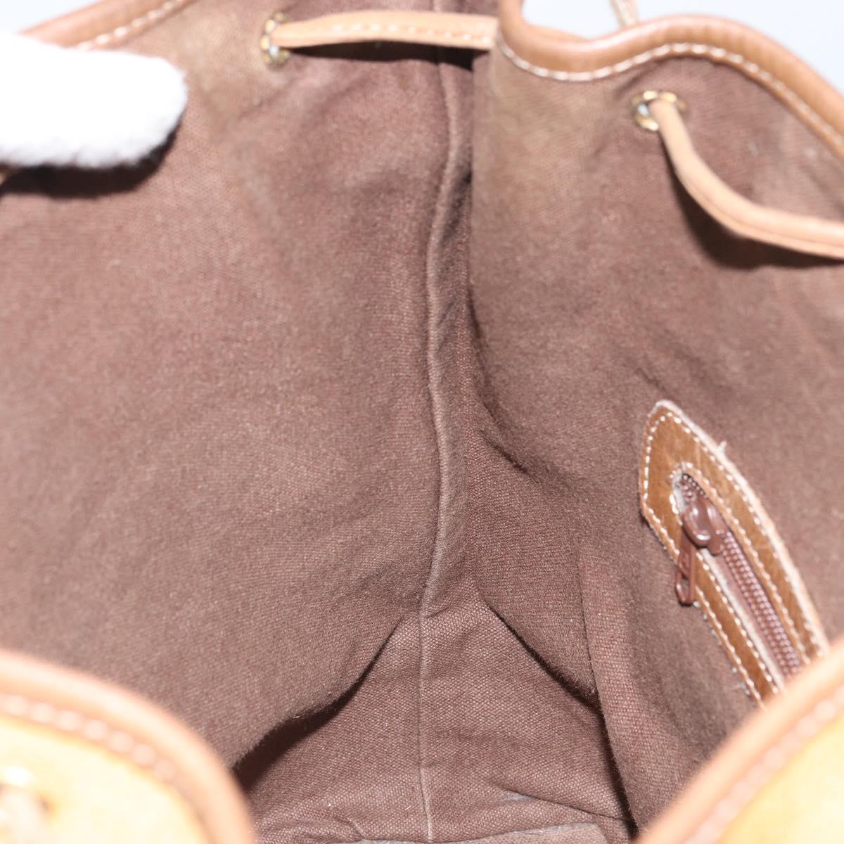 LOEWE Anagram Shoulder Bag Leather Beige Gold Auth 166704