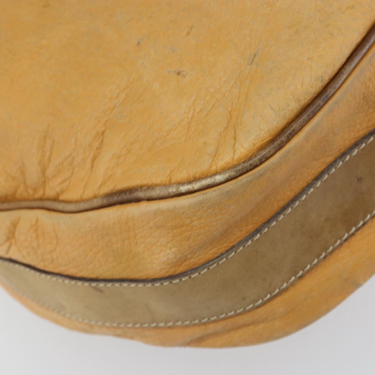 LOEWE Anagram Shoulder Bag Leather Beige Gold Auth 166705
