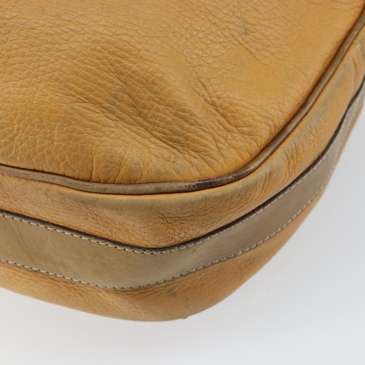 LOEWE Anagram Shoulder Bag Leather Beige Gold Auth 166705