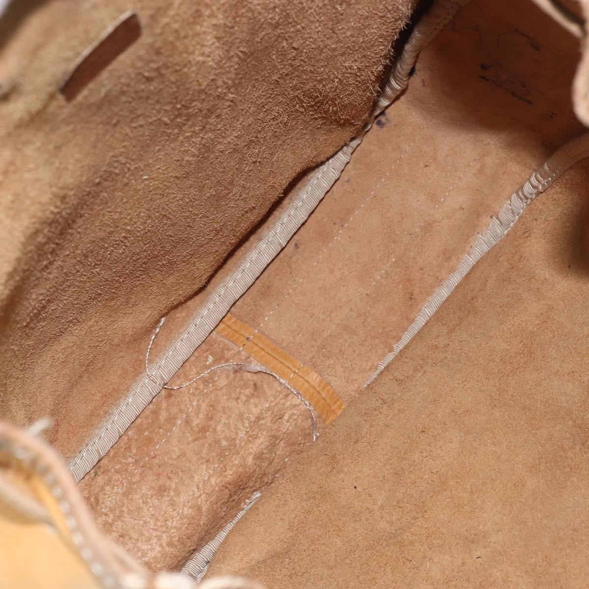 LOEWE Anagram Shoulder Bag Leather Beige Gold Auth 166705