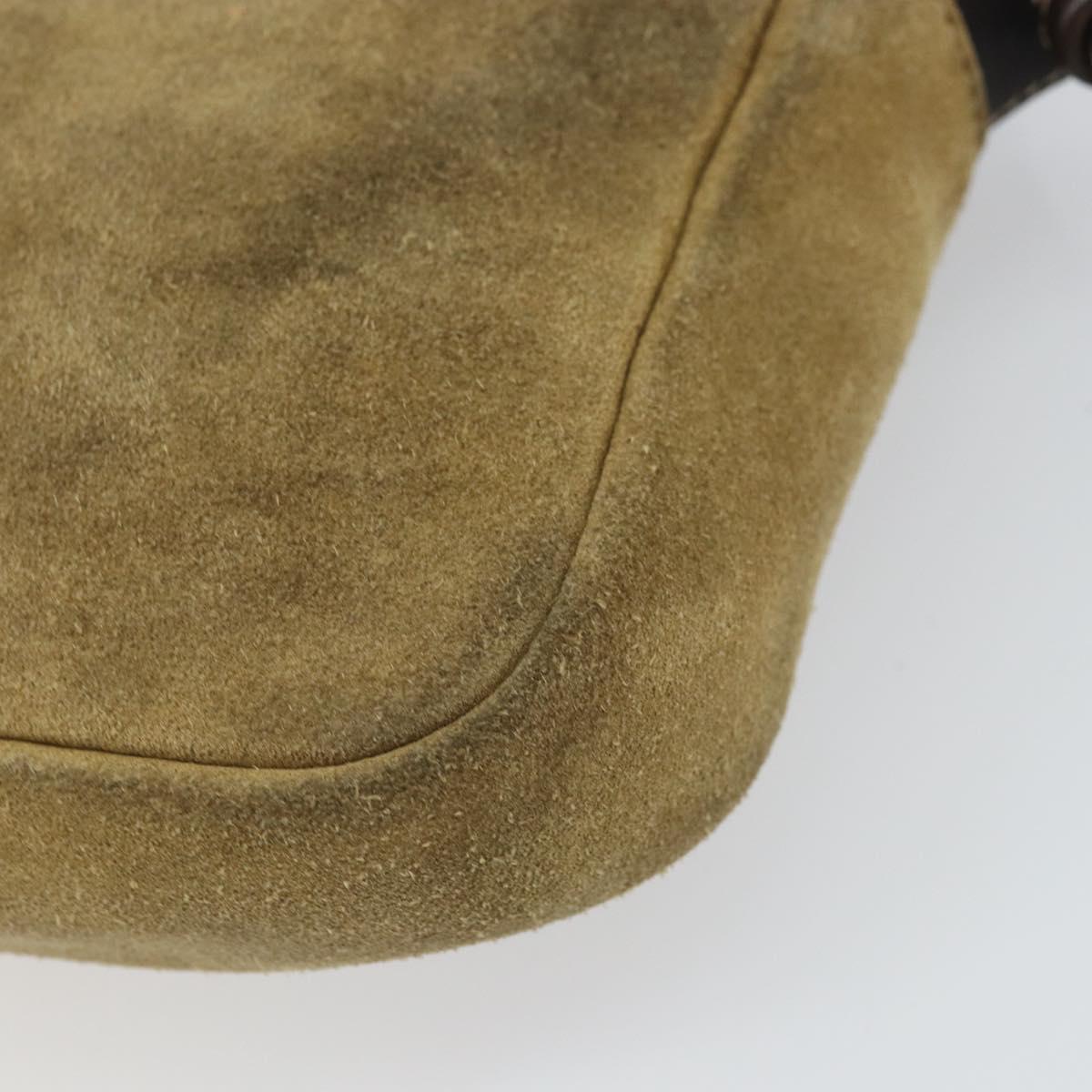 LOEWE Anagram Shoulder Bag Suede Beige Gold Auth 166706