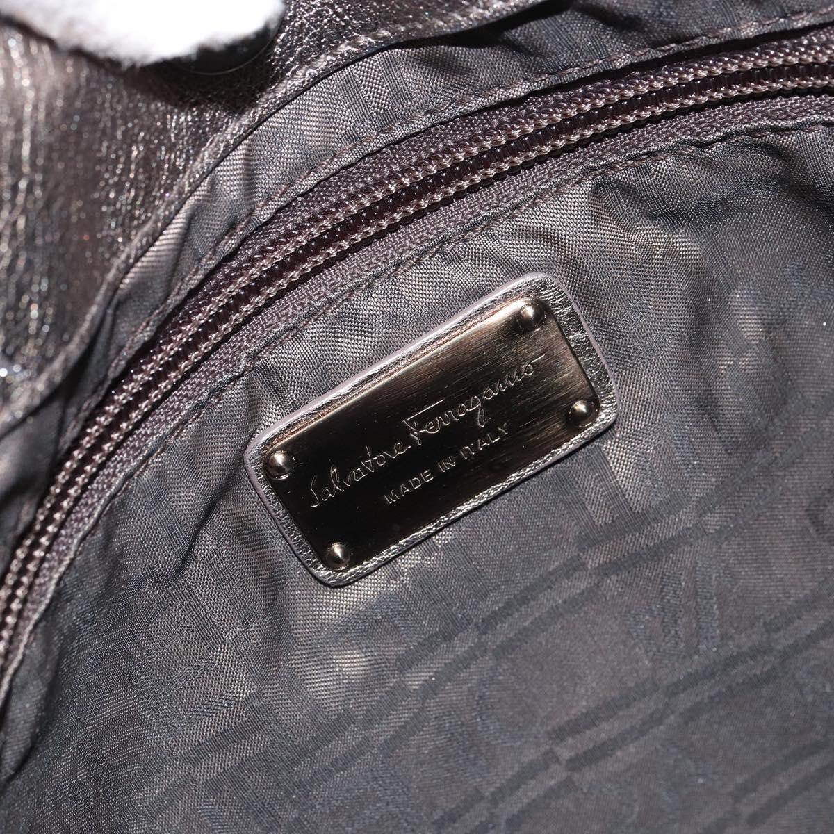 Salvatore Ferragamo Gancini Shoulder Bag Leather Gold Auth 166709