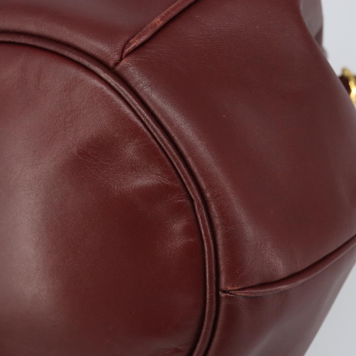 CARTIER Must Line Shoulder Bag Leather Bordeaux Gold Auth 166710