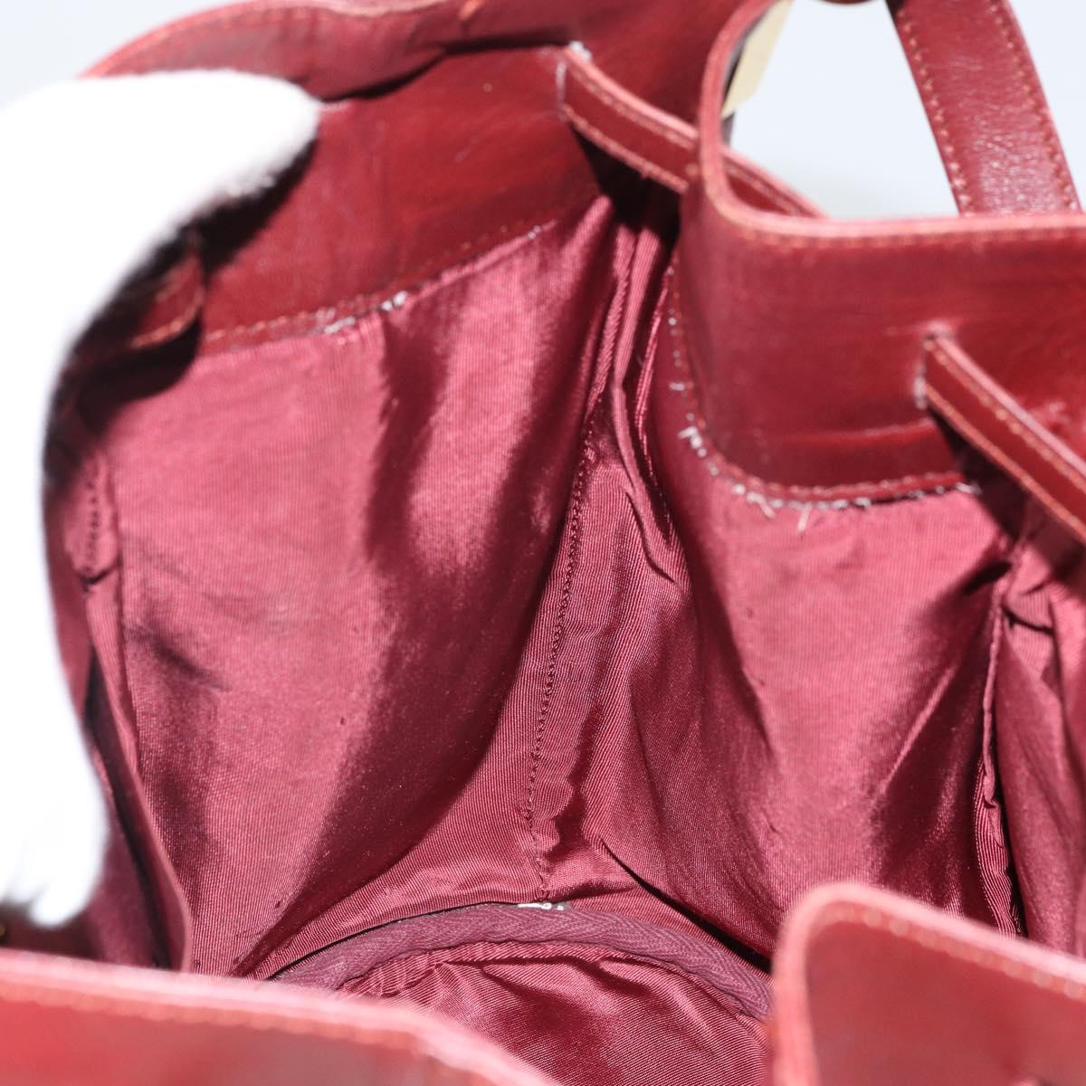 CARTIER Must Line Shoulder Bag Leather Bordeaux Gold Auth 166710