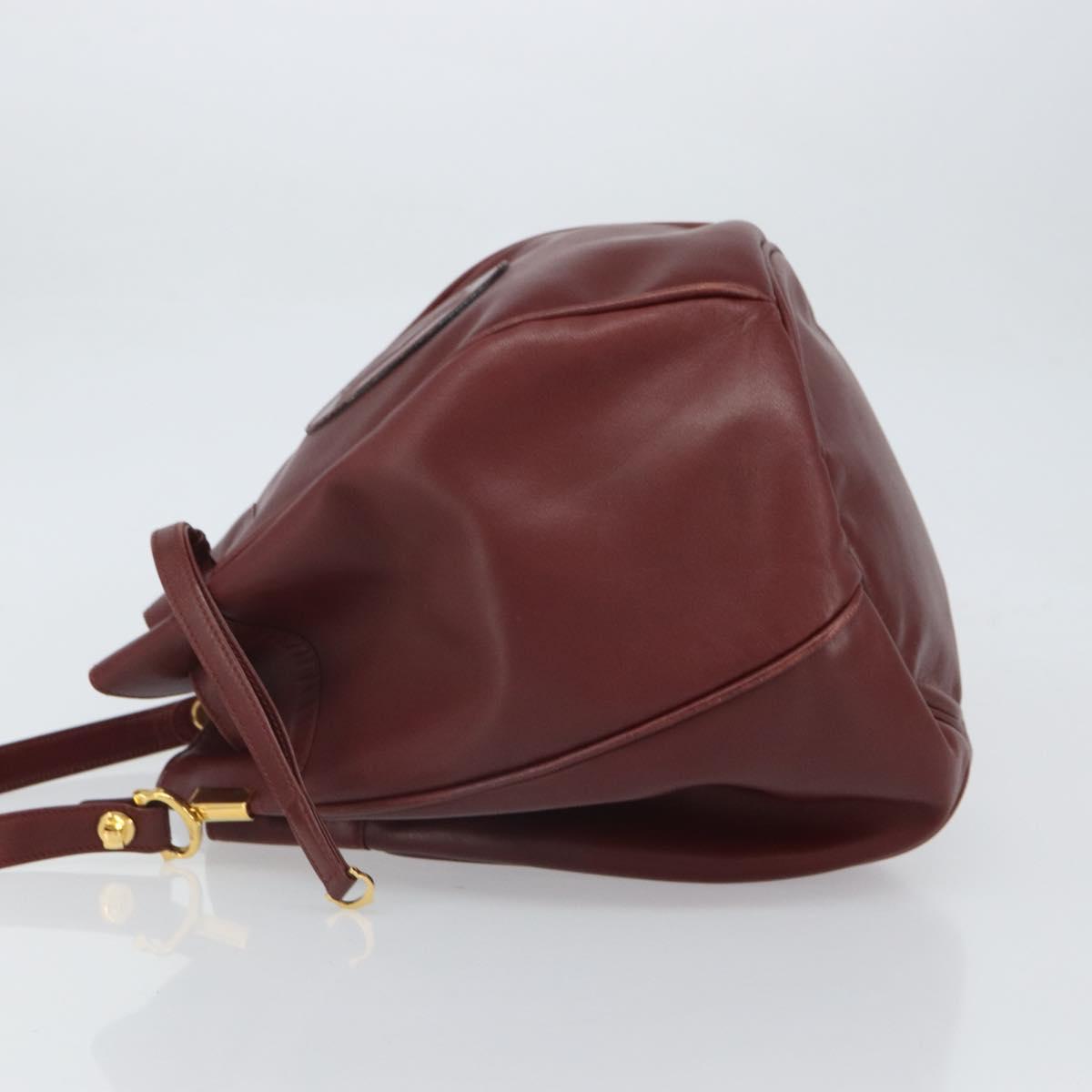 CARTIER Must Line Shoulder Bag Leather Bordeaux Gold Auth 166710