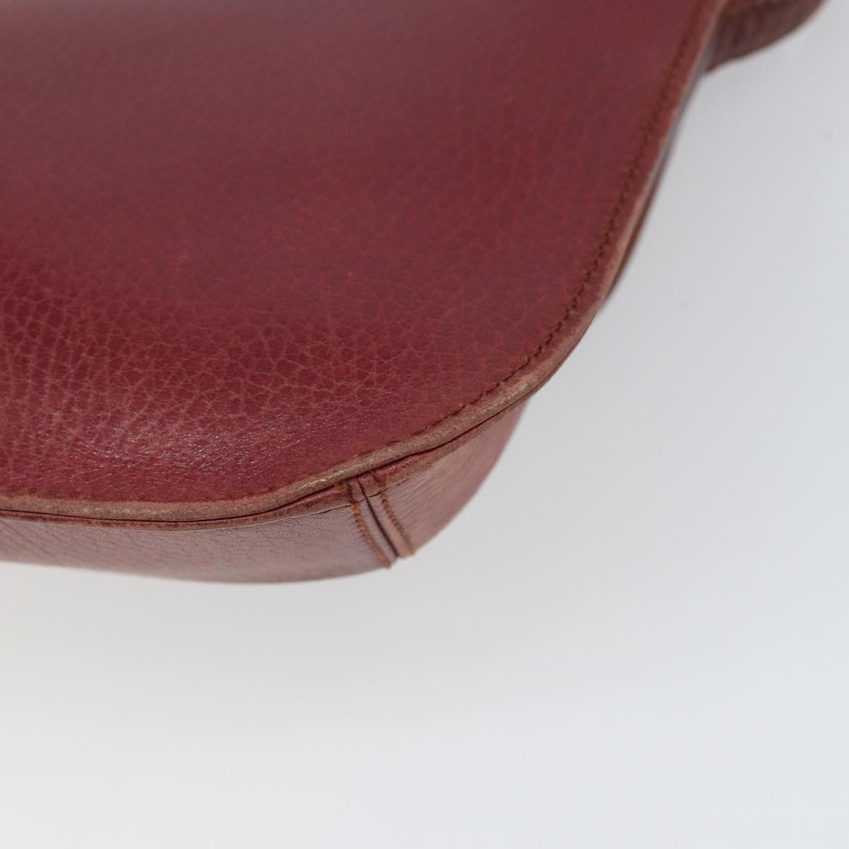 CARTIER Must Line Shoulder Bag Leather Bordeaux Gold Auth 166713