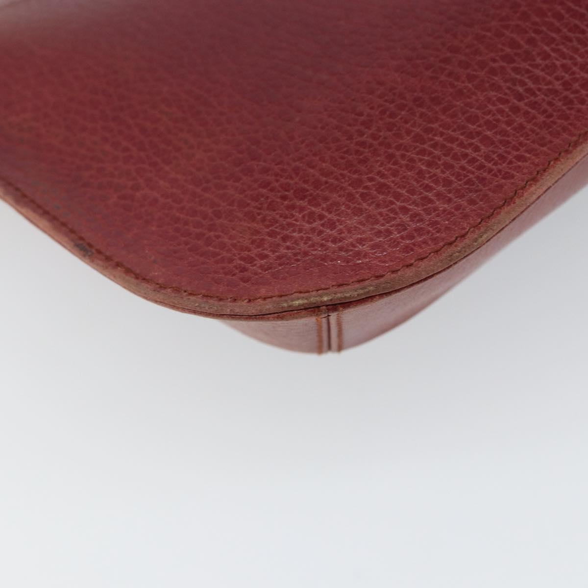 CARTIER Must Line Shoulder Bag Leather Bordeaux Gold Auth 166713