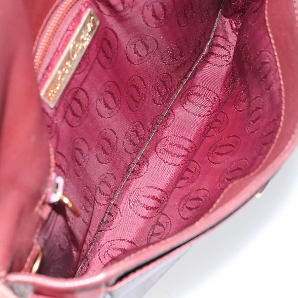 CARTIER Must Line Shoulder Bag Leather Bordeaux Gold Auth 166713