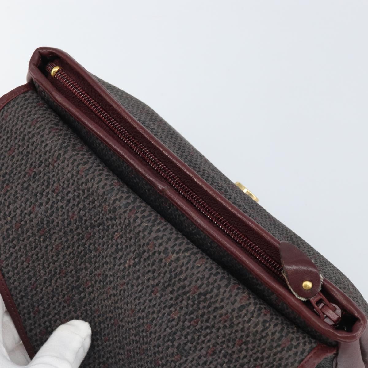 SAINT LAURENT Clutch Bag Leather Bordeaux Gold Auth 166715