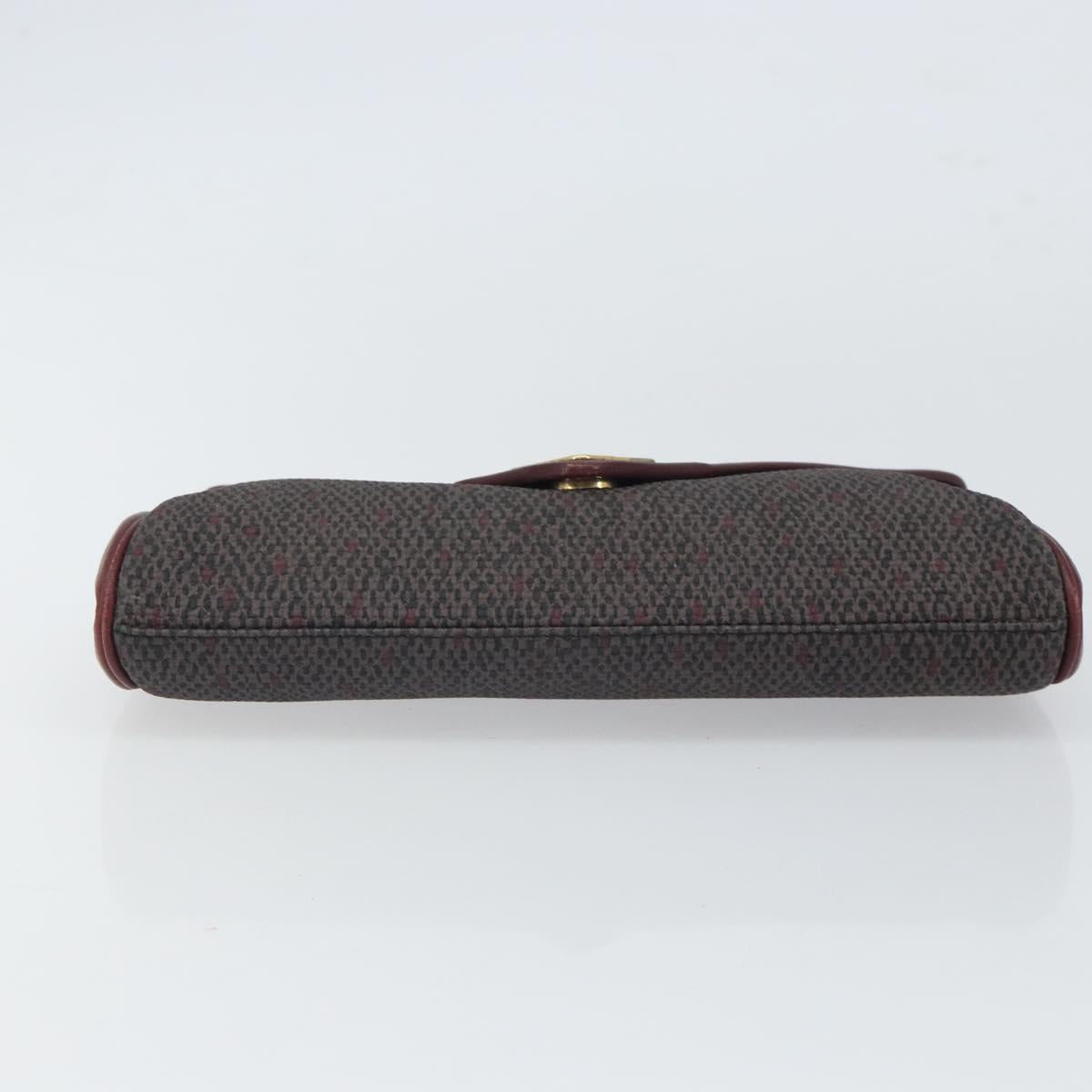 SAINT LAURENT Clutch Bag Leather Bordeaux Gold Auth 166715