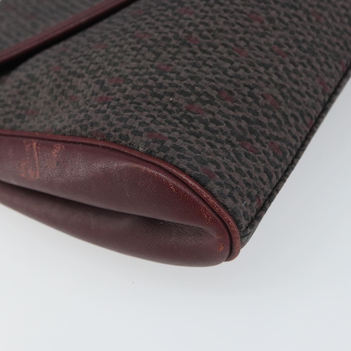 SAINT LAURENT Clutch Bag Leather Bordeaux Gold Auth 166715