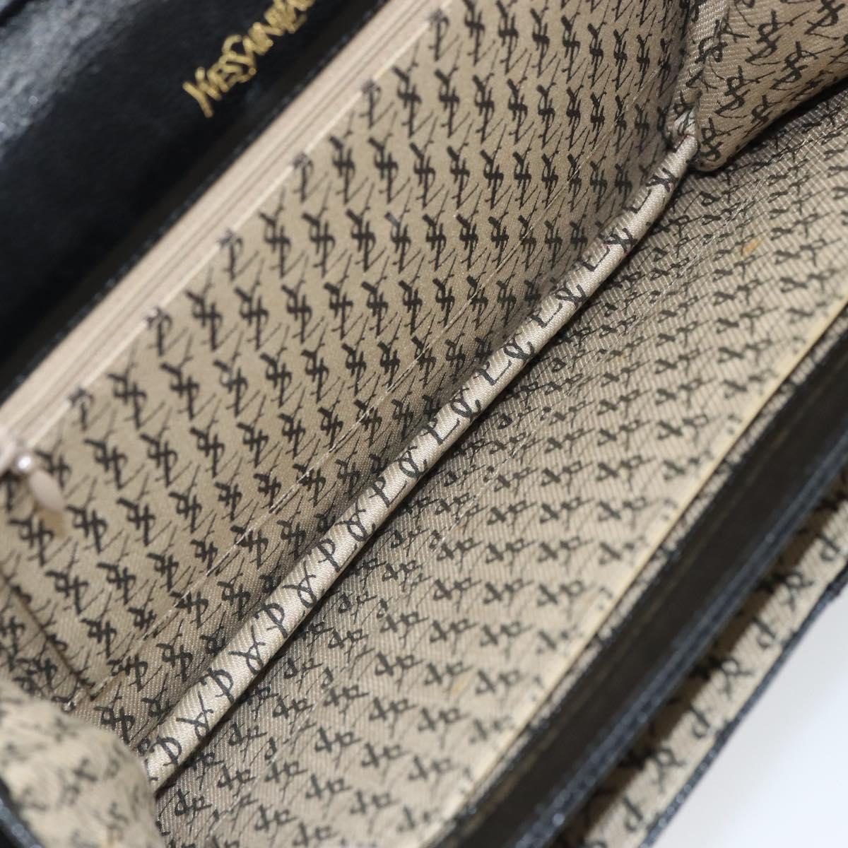 SAINT LAURENT Shoulder Bag Leather Gold Black Auth 166716