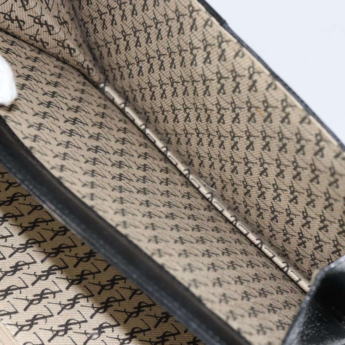 SAINT LAURENT Shoulder Bag Leather Gold Black Auth 166716