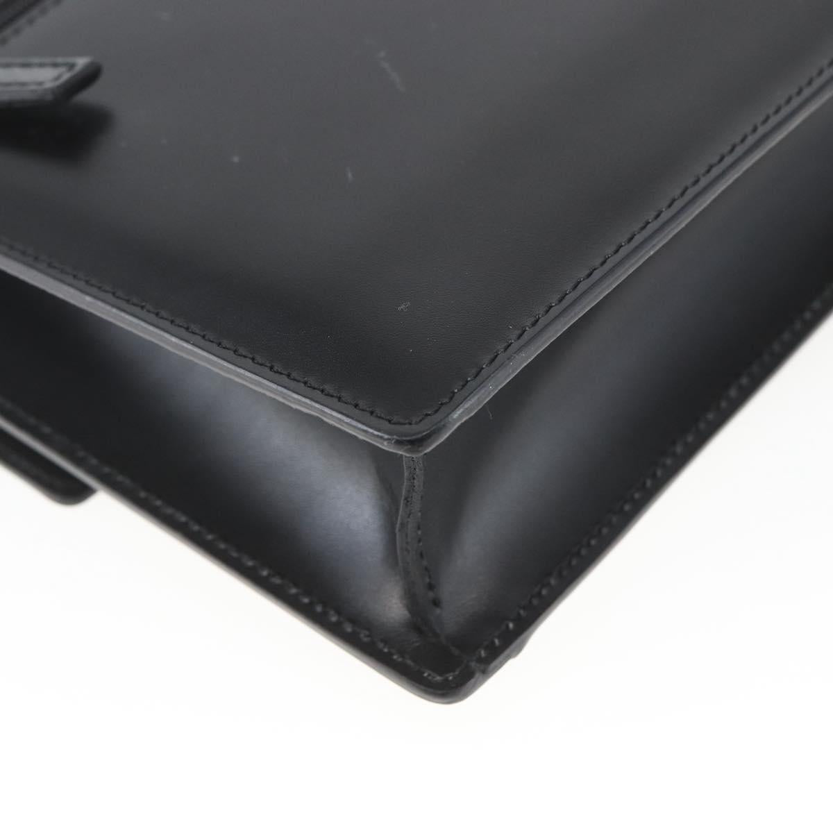 VERSACE Clutch Bag Leather Black Silver Auth 166718
