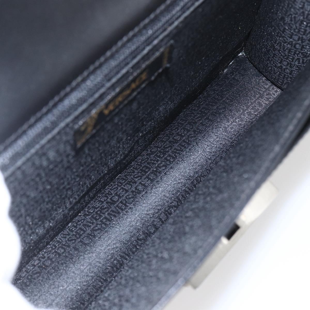 VERSACE Clutch Bag Leather Black Silver Auth 166718
