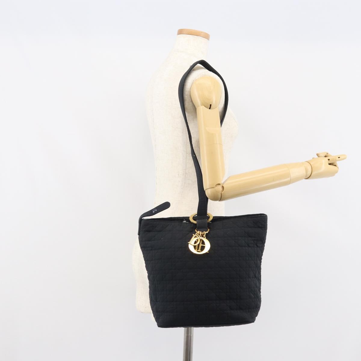 Christian Dior Canage Shoulder Bag Black Gold Auth 166720