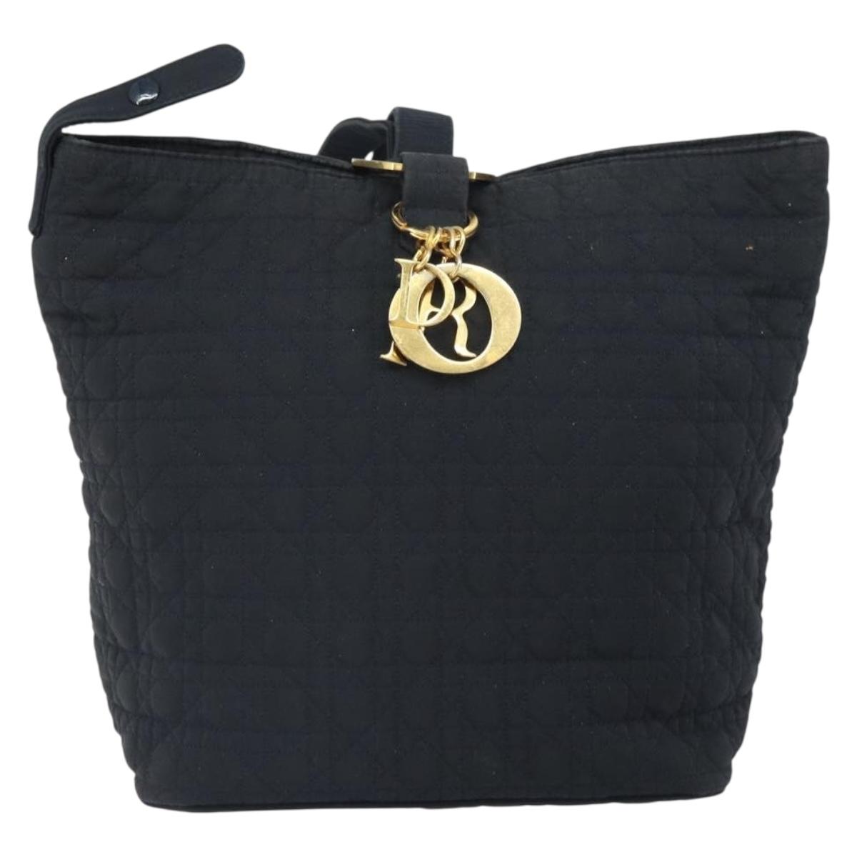 Christian Dior Canage Shoulder Bag Black Gold Auth 166720