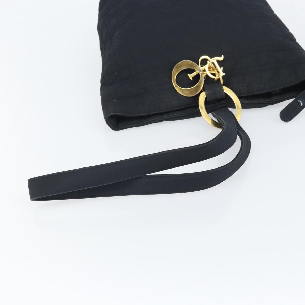 Christian Dior Canage Shoulder Bag Black Gold Auth 166720