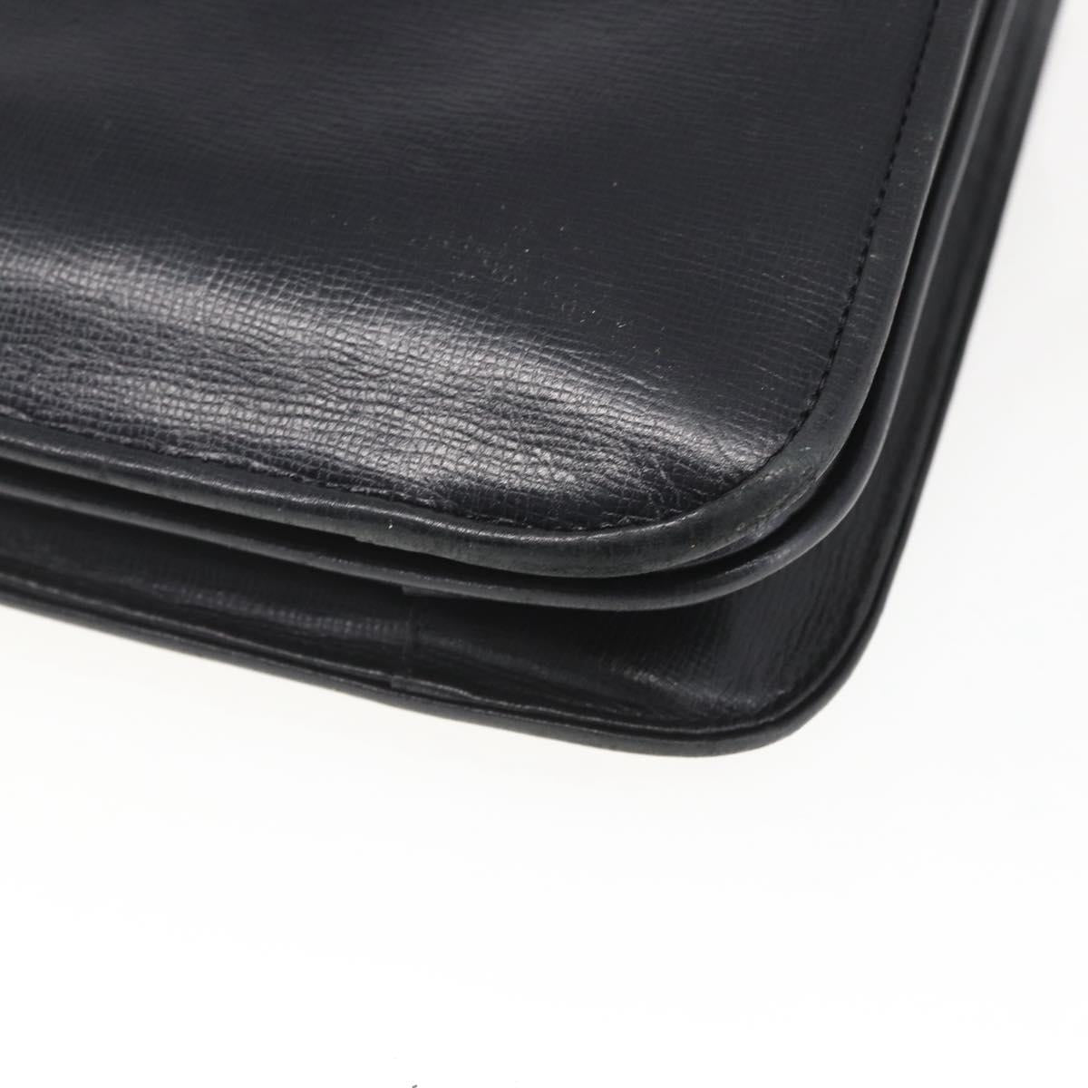 SAINT LAURENT Shoulder Bag Leather Gold Black Auth 166724