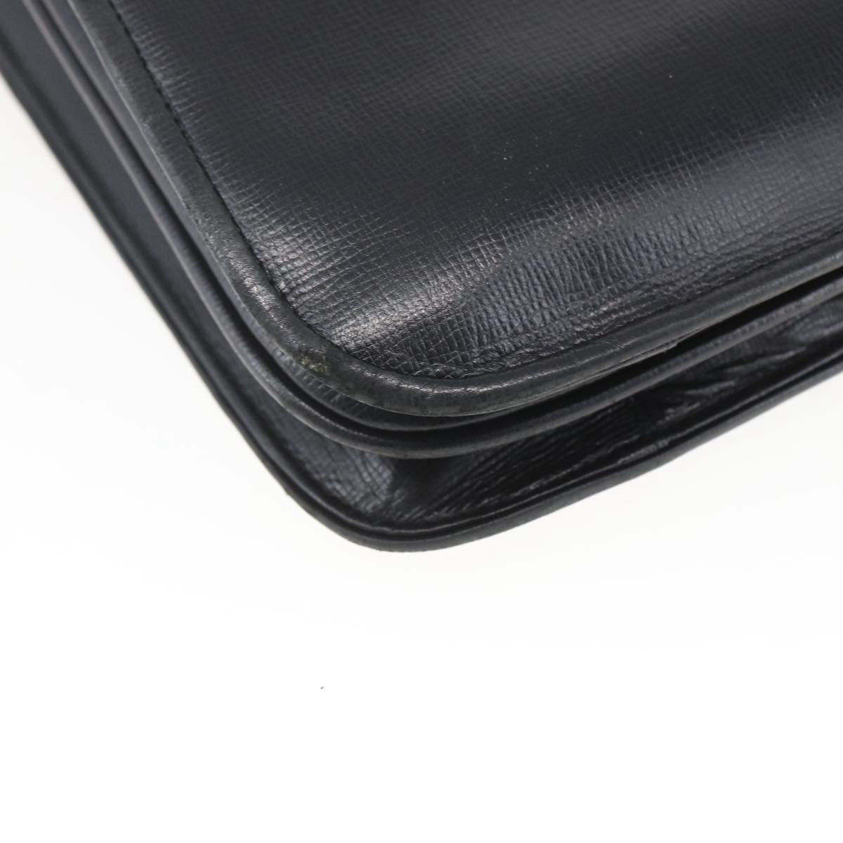 SAINT LAURENT Shoulder Bag Leather Gold Black Auth 166724