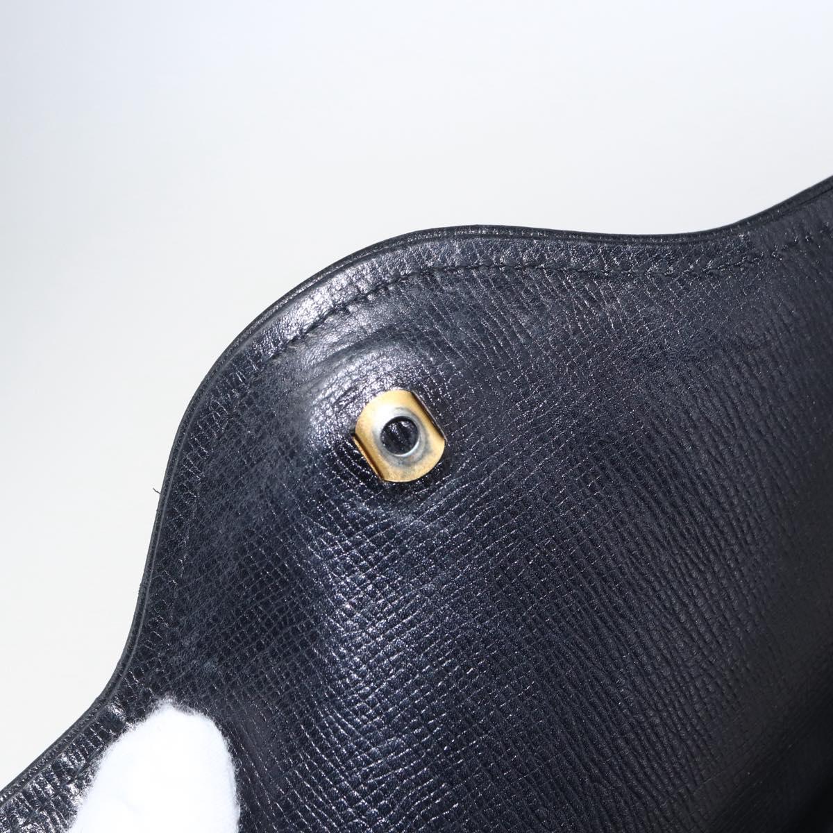 SAINT LAURENT Shoulder Bag Leather Gold Black Auth 166724