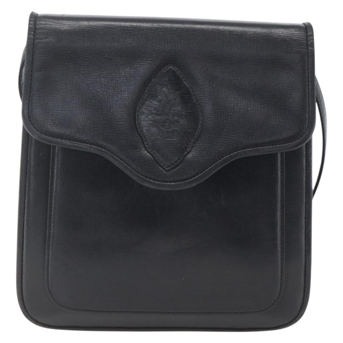 SAINT LAURENT Shoulder Bag Leather Gold Black Auth 166724