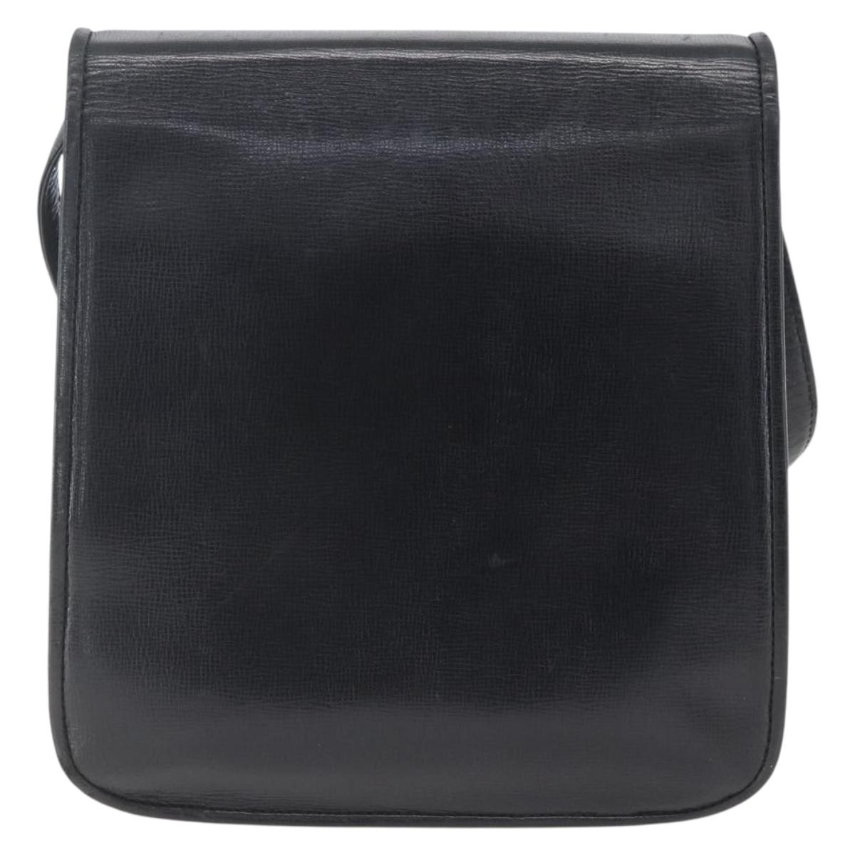 SAINT LAURENT Shoulder Bag Leather Gold Black Auth 166724