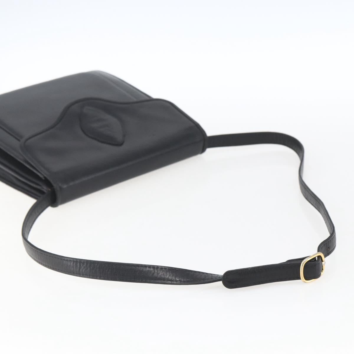 SAINT LAURENT Shoulder Bag Leather Gold Black Auth 166724