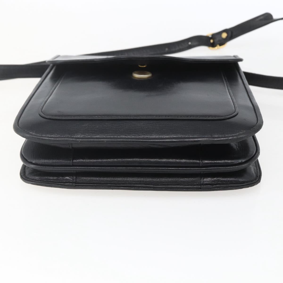 SAINT LAURENT Shoulder Bag Leather Gold Black Auth 166724
